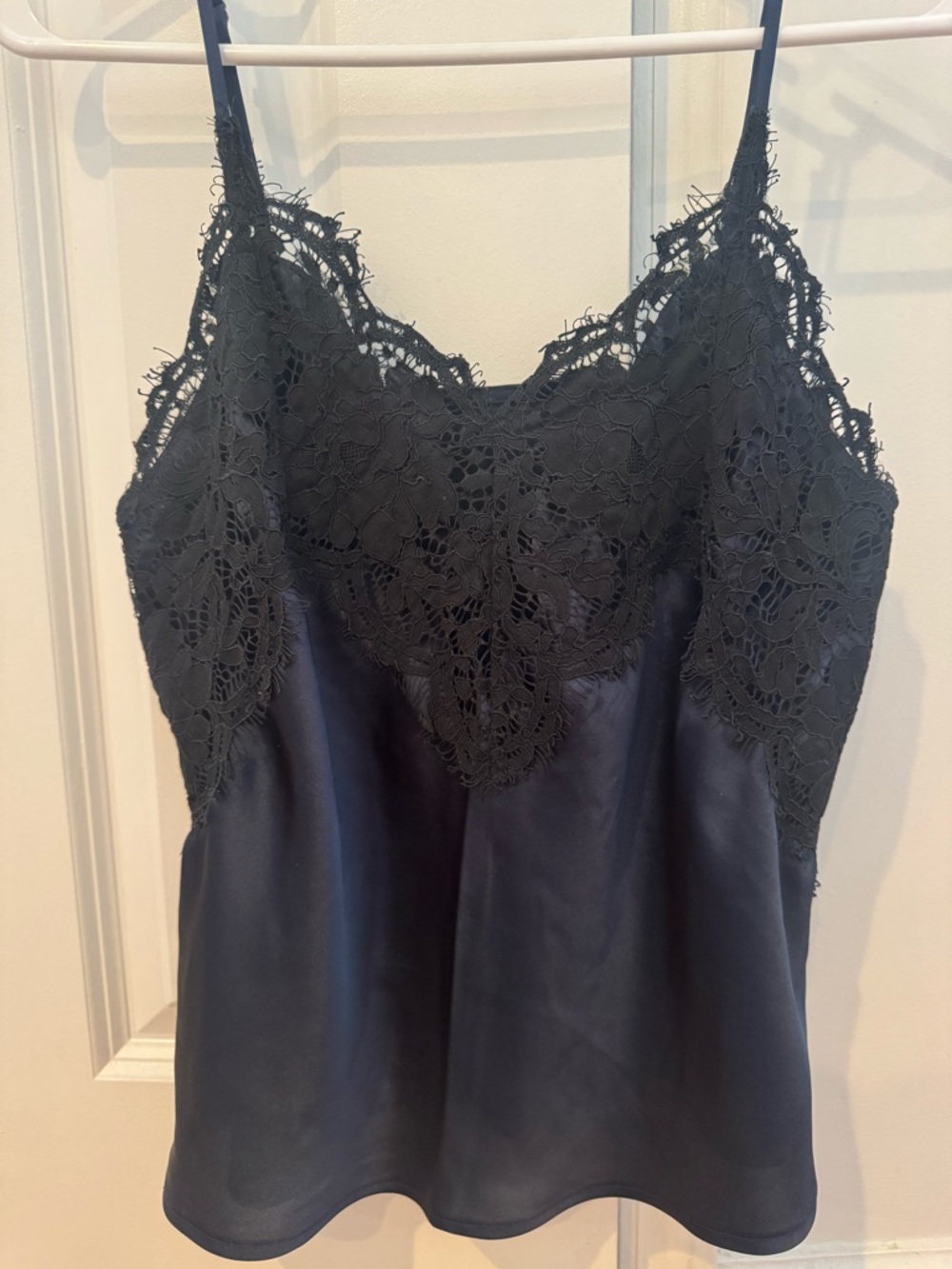 Black Lace-Detail Satin Cami